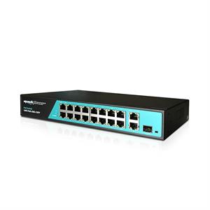 Switch 16 porte fast PoE, 2 porte uplink gigabit, 1 porte SFP, fino a 250 metri, con funzione VLAN