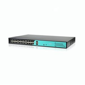 Switch 24 porte fast PoE, 2 porte uplink gigabit, fino a 250 metri, con funzione VLAN