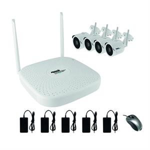 Kit di videosorveglianza Wi-Fi fino a 300 metri, 1 NVR + 4 Telecamere IP Bullet 2MP 3,6mm,WDR, IR fi a 25 metri, IP66