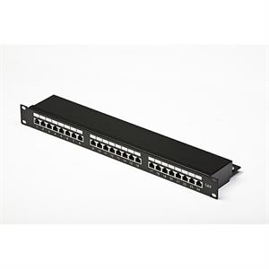 Patch panel STP Cat6 24 porte RJ45 per armadi rack da 19, colore nero