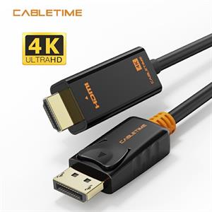 Cavo convertitore DP a HDMI 1080P, connettori placcati in oro, lunghezza 1,8 metri, colore nero