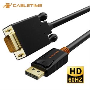 Cavo convertitore DP a VGA 1080P, connettori placcati in oro, lunghezza 1,8 metri, colore nero