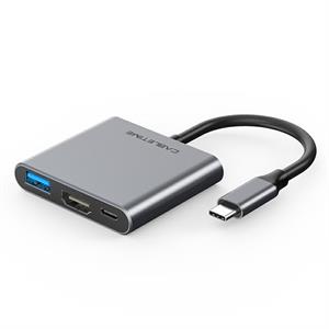 Docking station 3 in 1 USB-C a HDMI+ USB3.0+USB-C, lunghezza cavo 15cm, colore nero