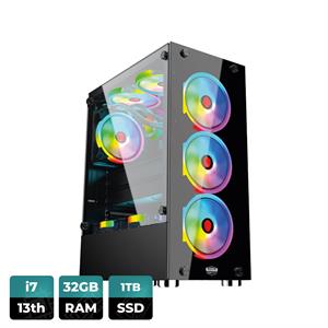 PC Gaming Space I7-13700 con RAM DDR4 da 32 GB, SSD da 1 TB, scheda grafica integrata, sistema operativo Windows 11 Pro