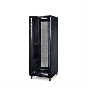 Rack a pavimento 42 unità 600x1000x2000 con 4 ventole, 4 ruote e 4 montanti, laterali removibili, colore nero